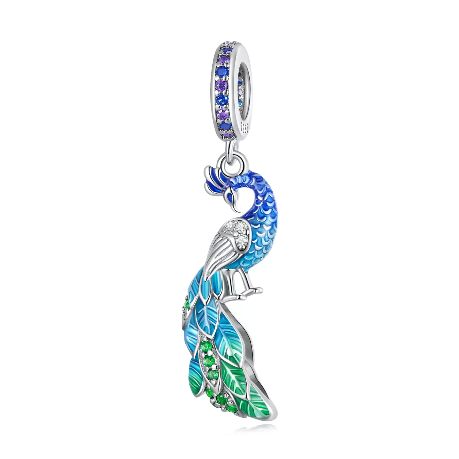 Pandora Style Peacock Dangle - BSC696 Pandora Style Peacock Dangle - BSC696