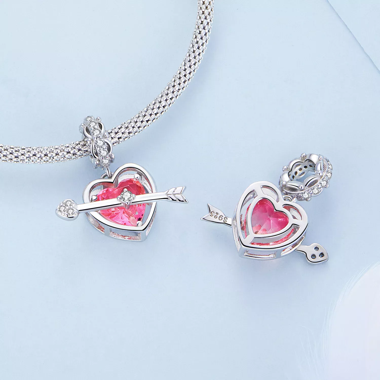 Pandora Style Piercing Heart Dangle - BSC680