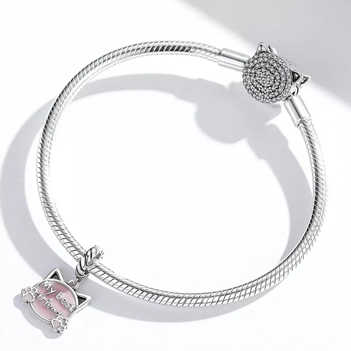 Pandora Style Pink Cat Dangle - BSC519