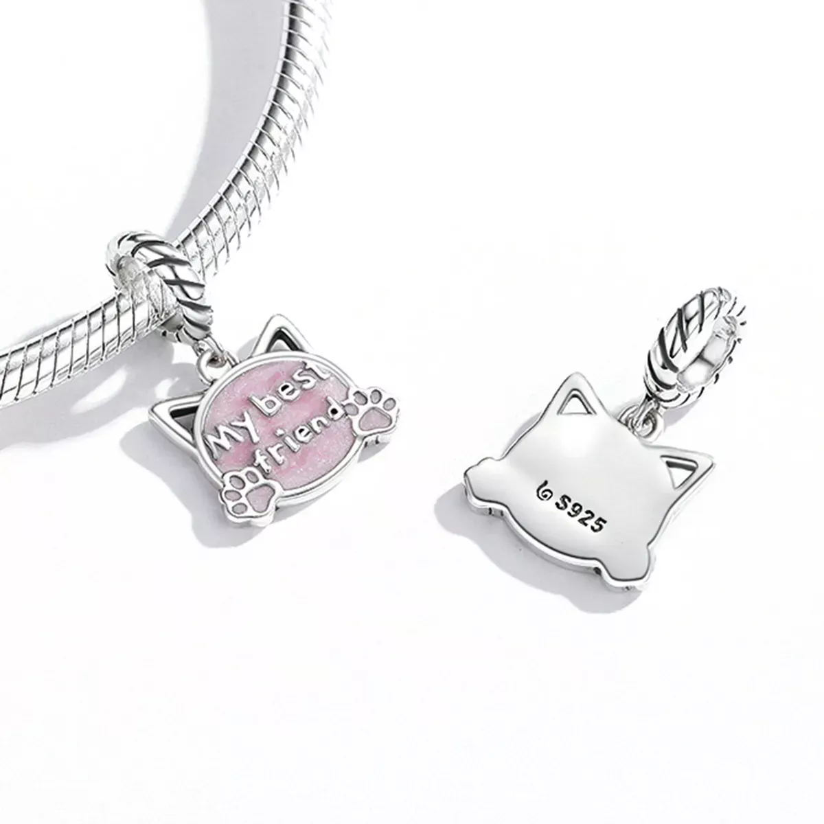 Pandora Style Pink Cat Dangle - BSC519