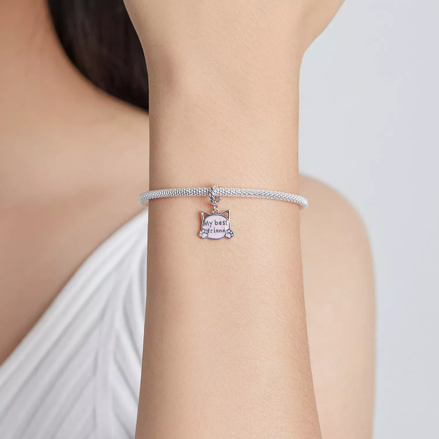 Pandora Style Pink Cat Dangle - BSC519