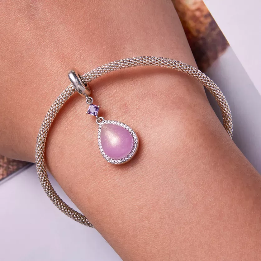 Pandora Style Pink Water Drop Dangle - SCC2272