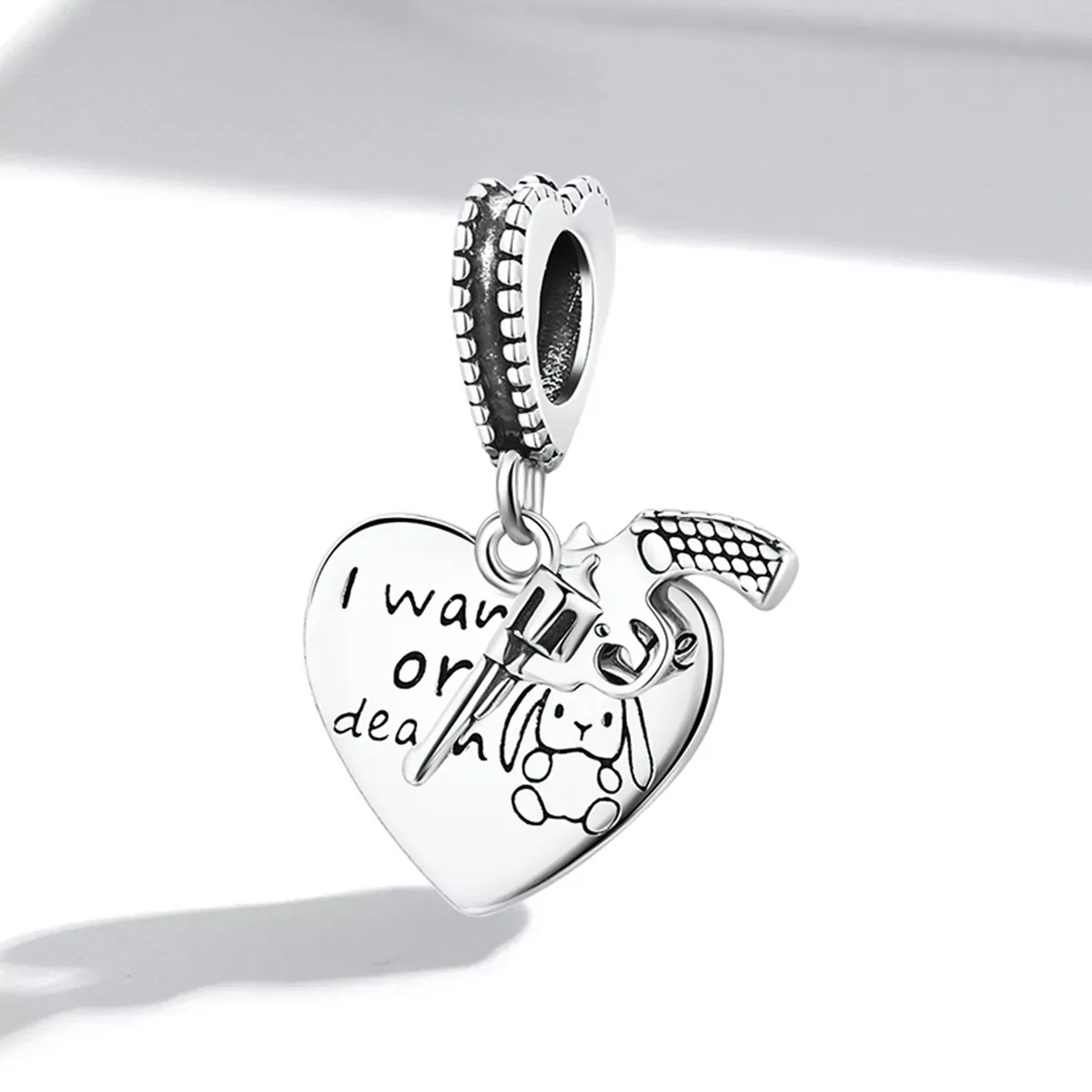 Pandora Style Pistol Heart Dangle - SCC1993