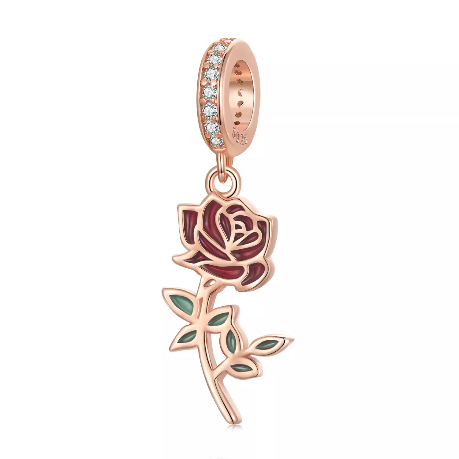 Pandora Style Red Rose Dangle - BSC642