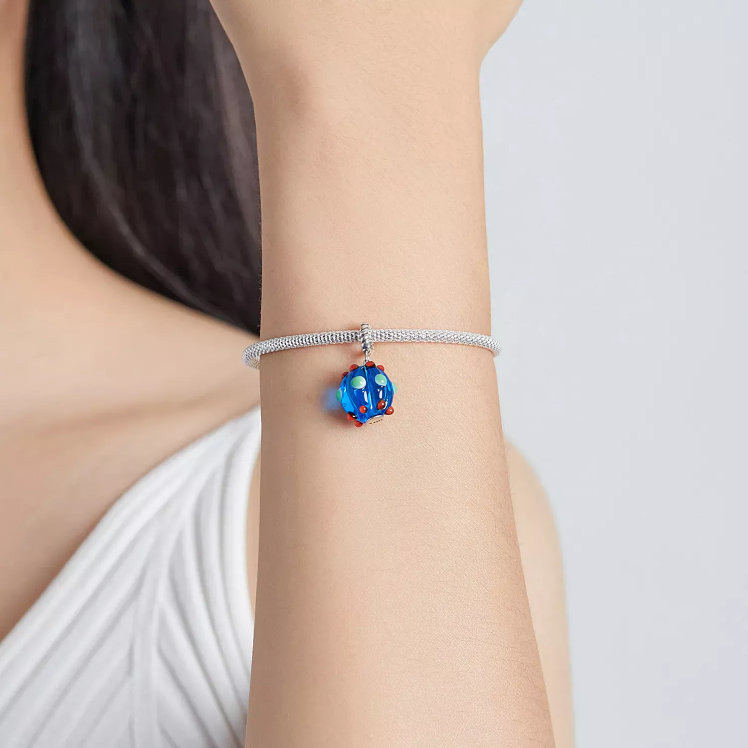 Pandora Style Royal Blue Glass Beads Dangle - SCC1968