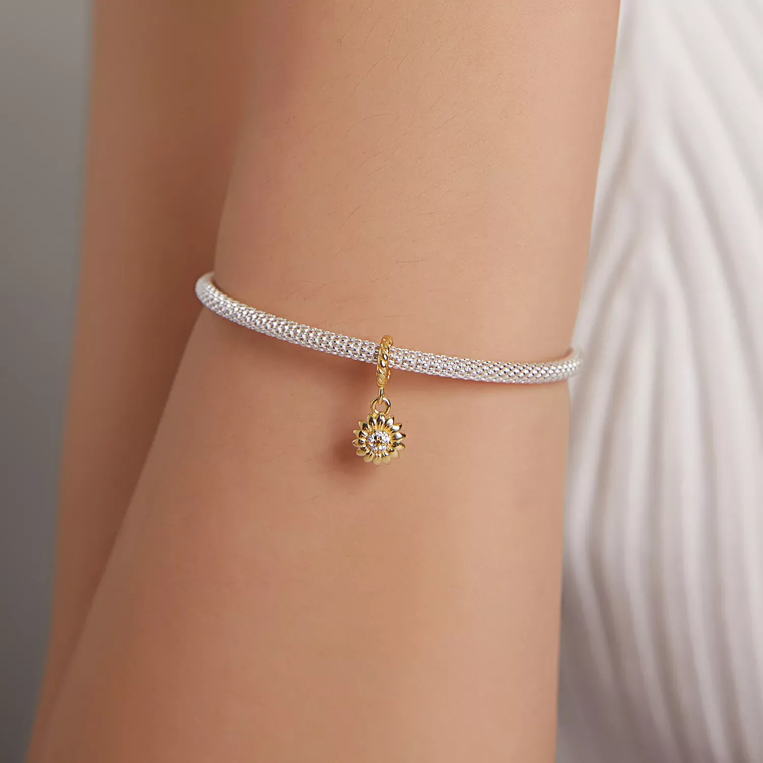 Pandora Style Shining Sun Flower Dangle - BSX002-L