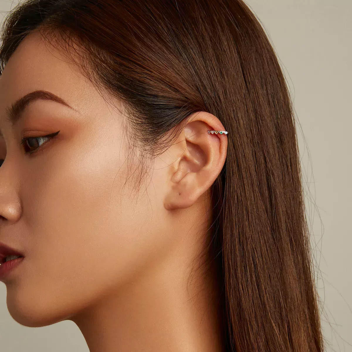 Pandora Style Rainbow Heart Ear clip - BSE573