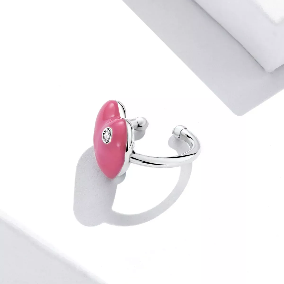 Pandora Style Rose Red Heart Ear clip - SCE1362