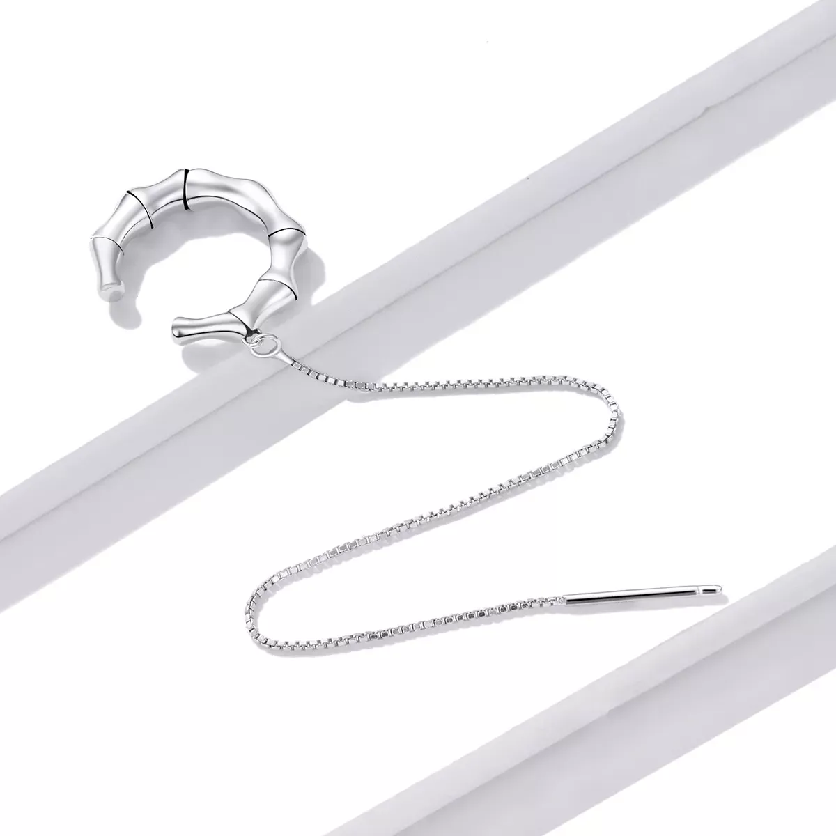 Pandora Style Silver Bamboo Ear clip - BSE511