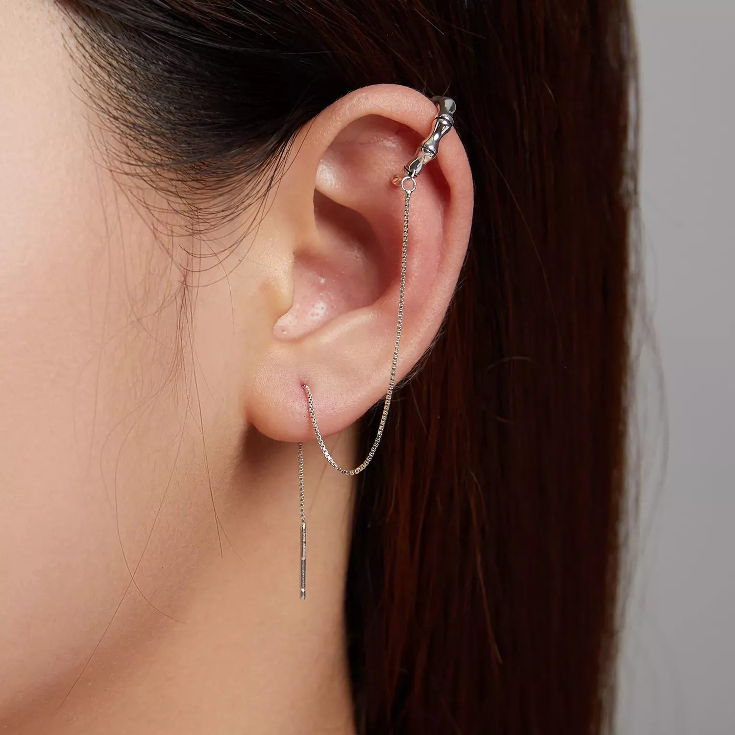 Pandora Style Silver Bamboo Ear clip - BSE511