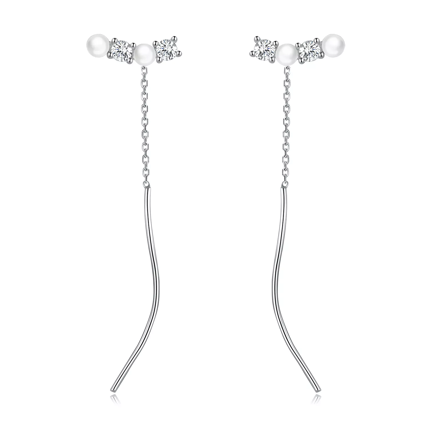 Pandora Style Bead Zircon Hanging Earrings - SCE1448
