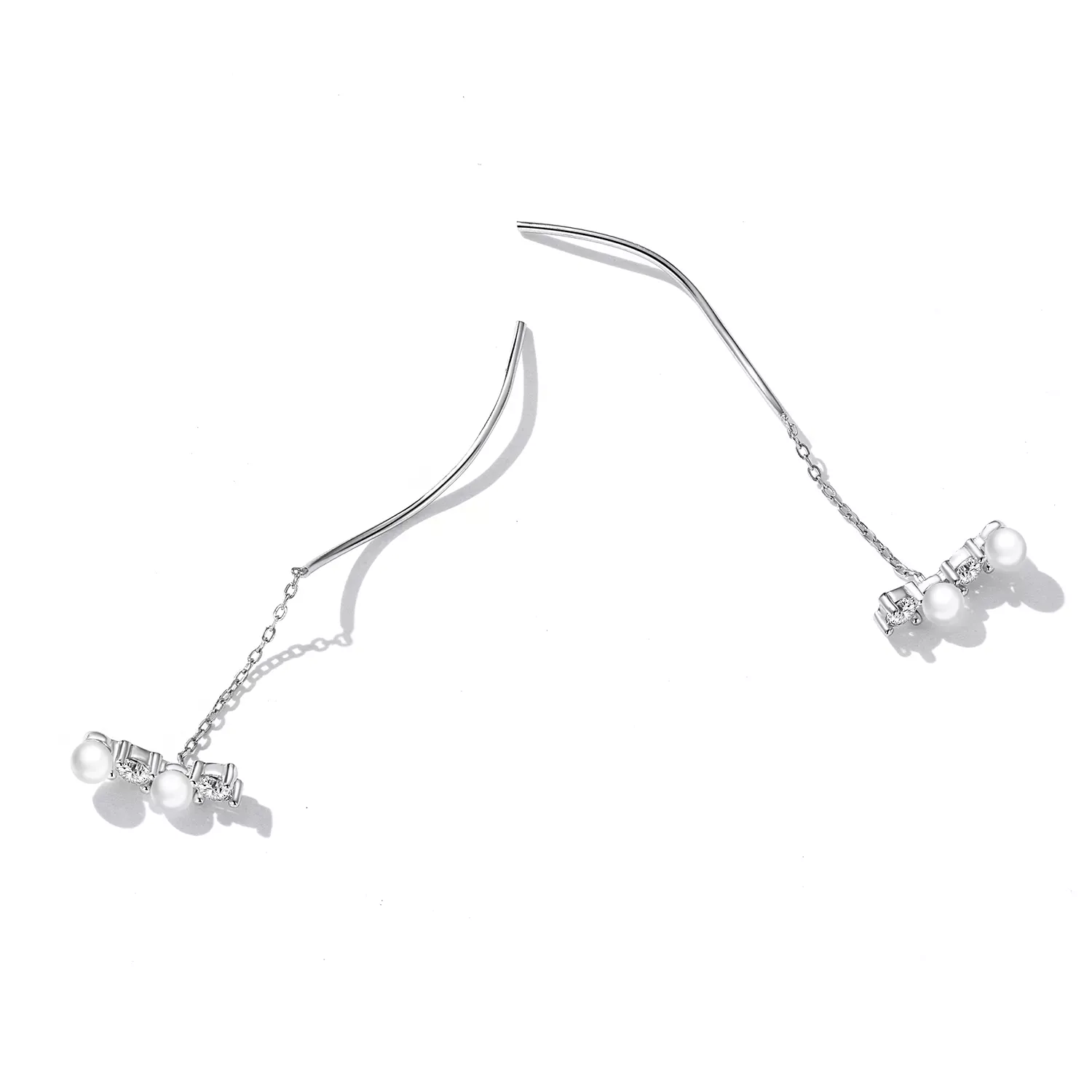 Pandora Style Bead Zircon Hanging Earrings - SCE1448