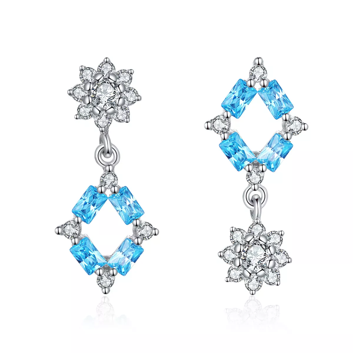 Pandora Style Blue Light Hanging Earrings - BSE200