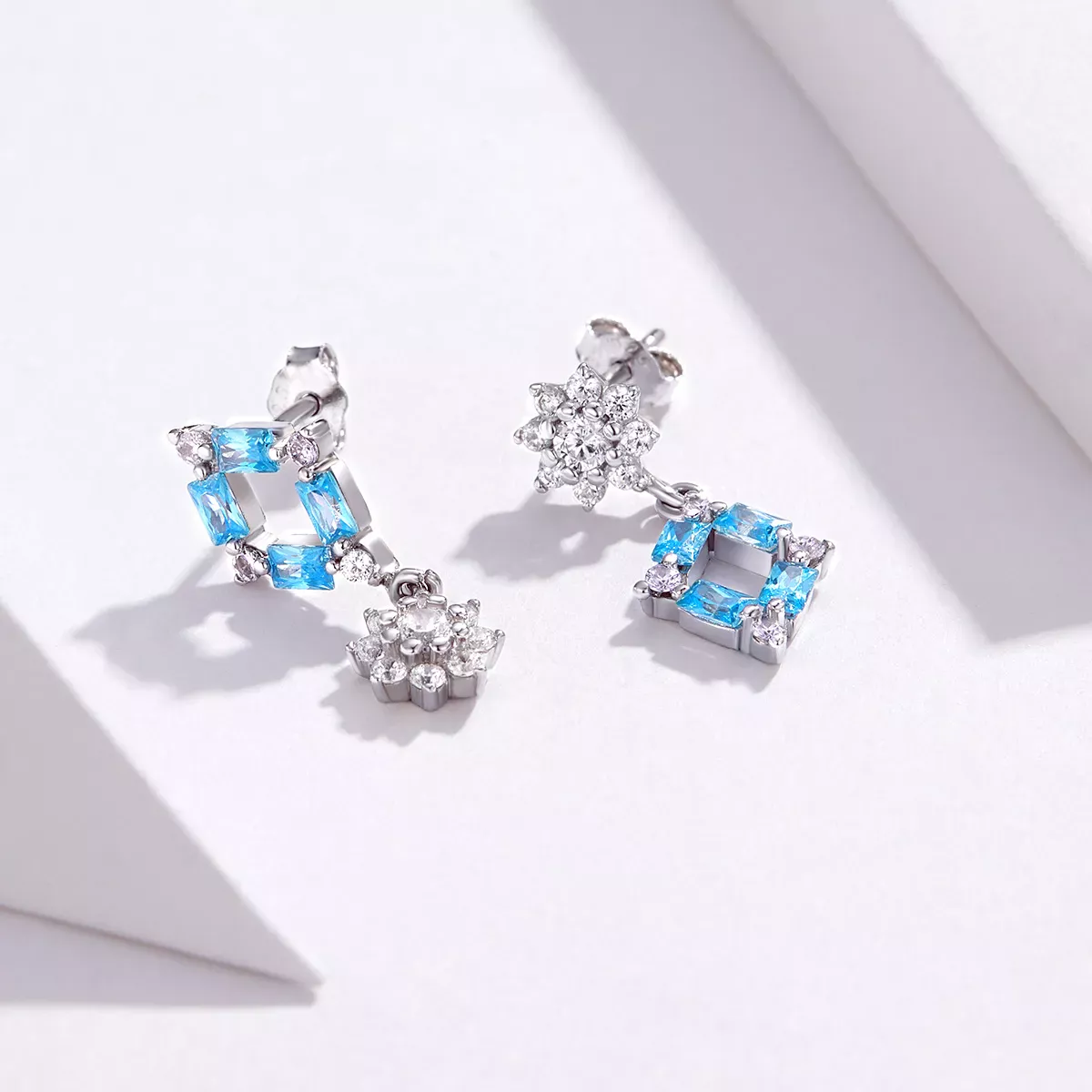 Pandora Style Blue Light Hanging Earrings - BSE200