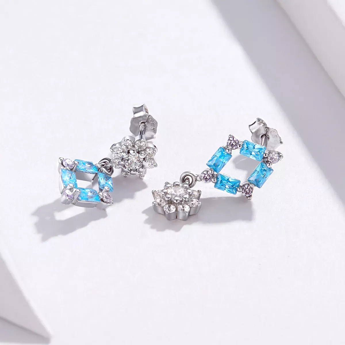 Pandora Style Blue Light Hanging Earrings - BSE200