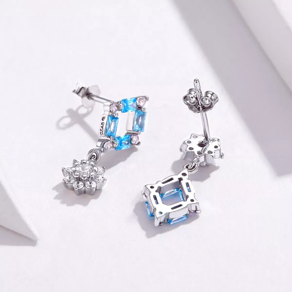 Pandora Style Blue Light Hanging Earrings - BSE200
