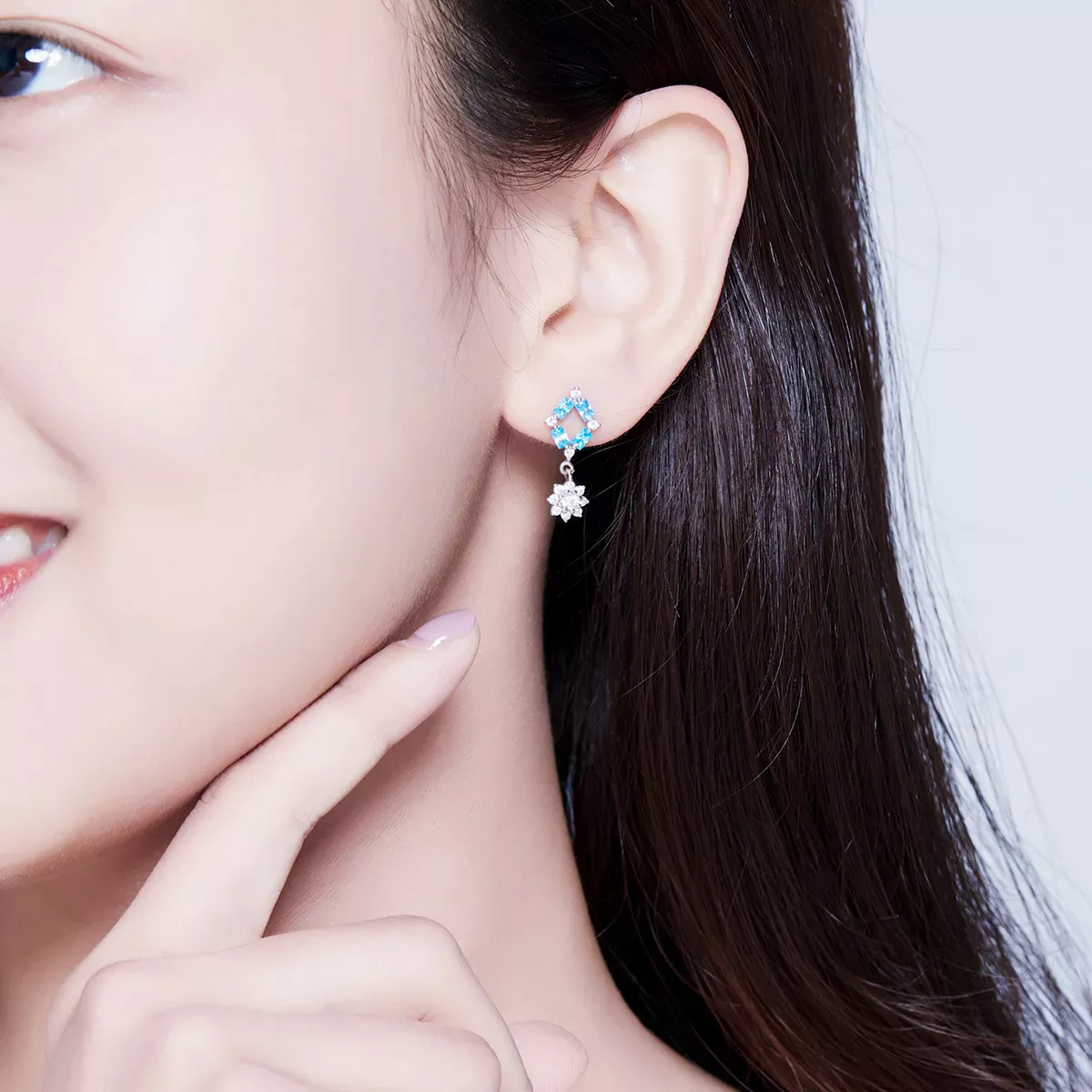 Pandora Style Blue Light Hanging Earrings - BSE200