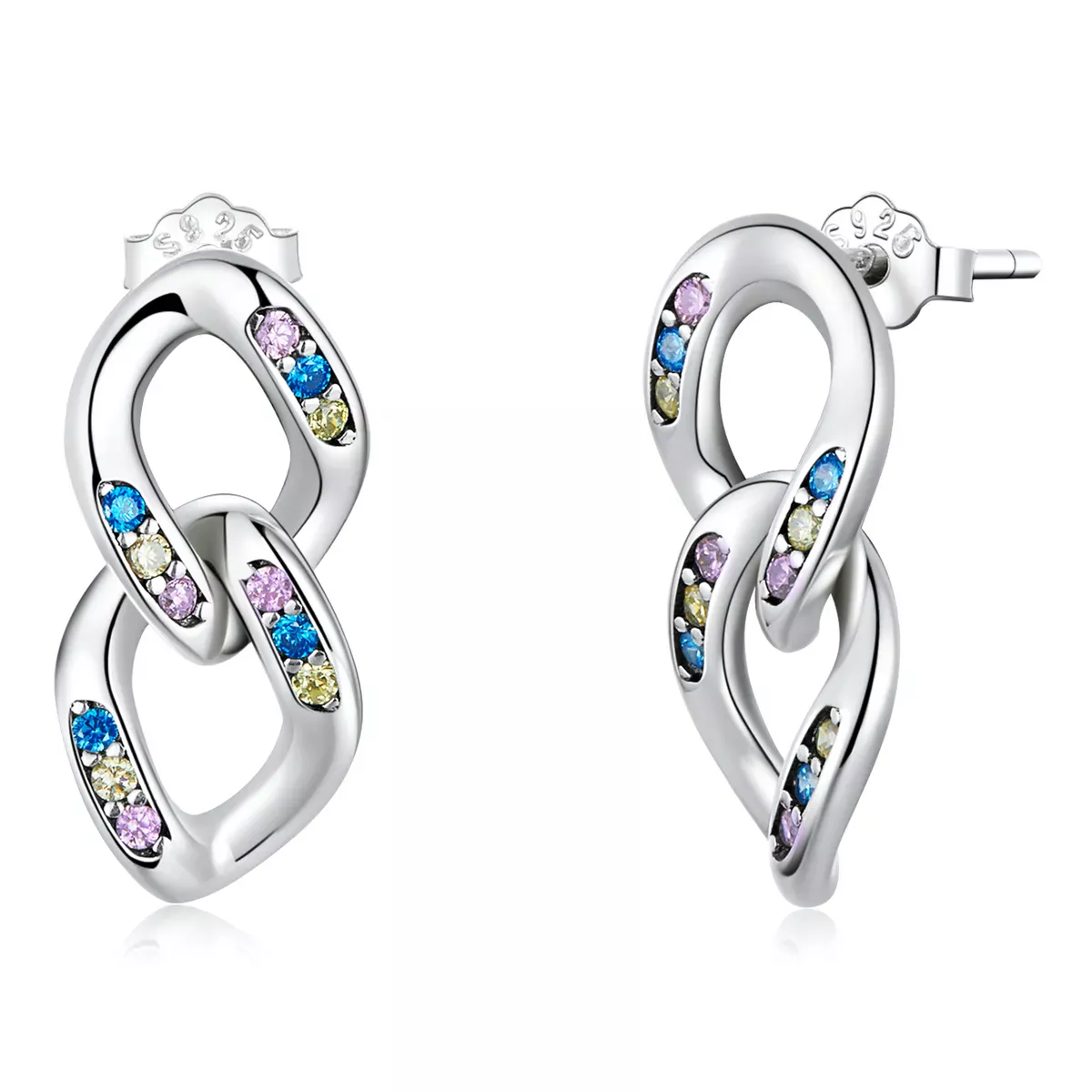 Pandora Style Double Chain Hanging Earrings - SCE1377