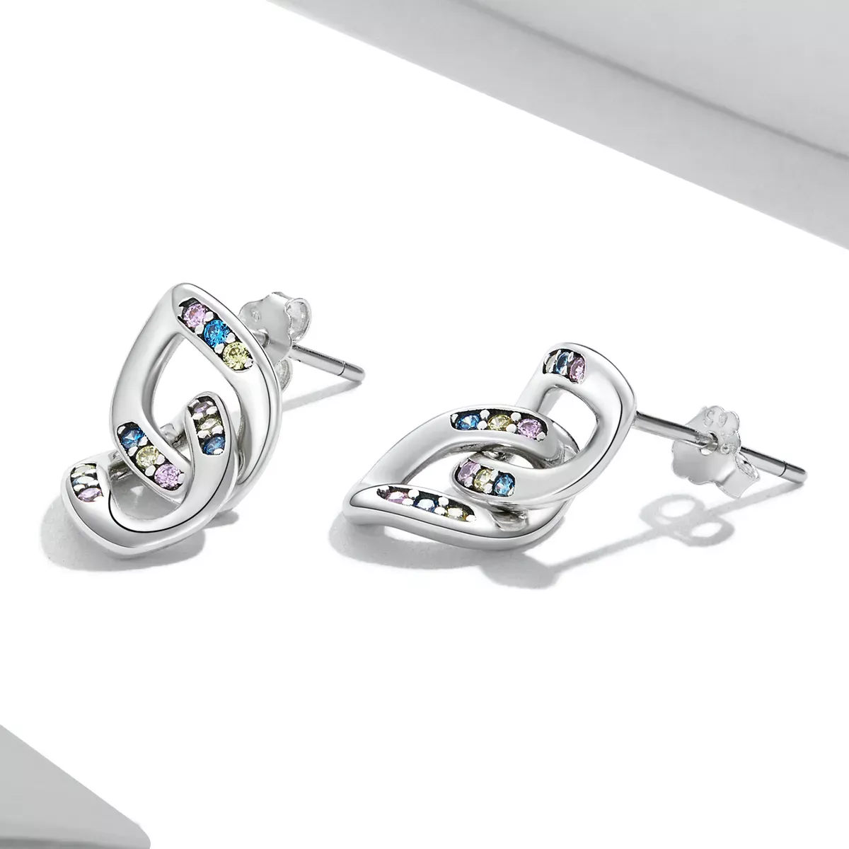 Pandora Style Double Chain Hanging Earrings - SCE1377