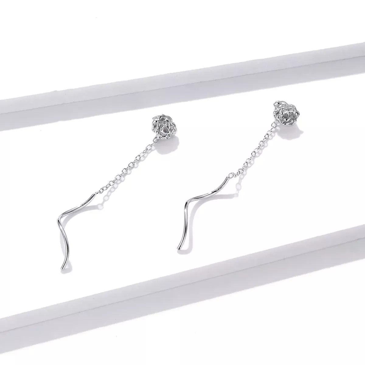Pandora Style Elegant Rose Hanging Earrings - BSE441