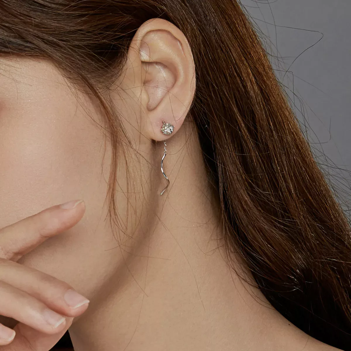 Pandora Style Elegant Rose Hanging Earrings - BSE441