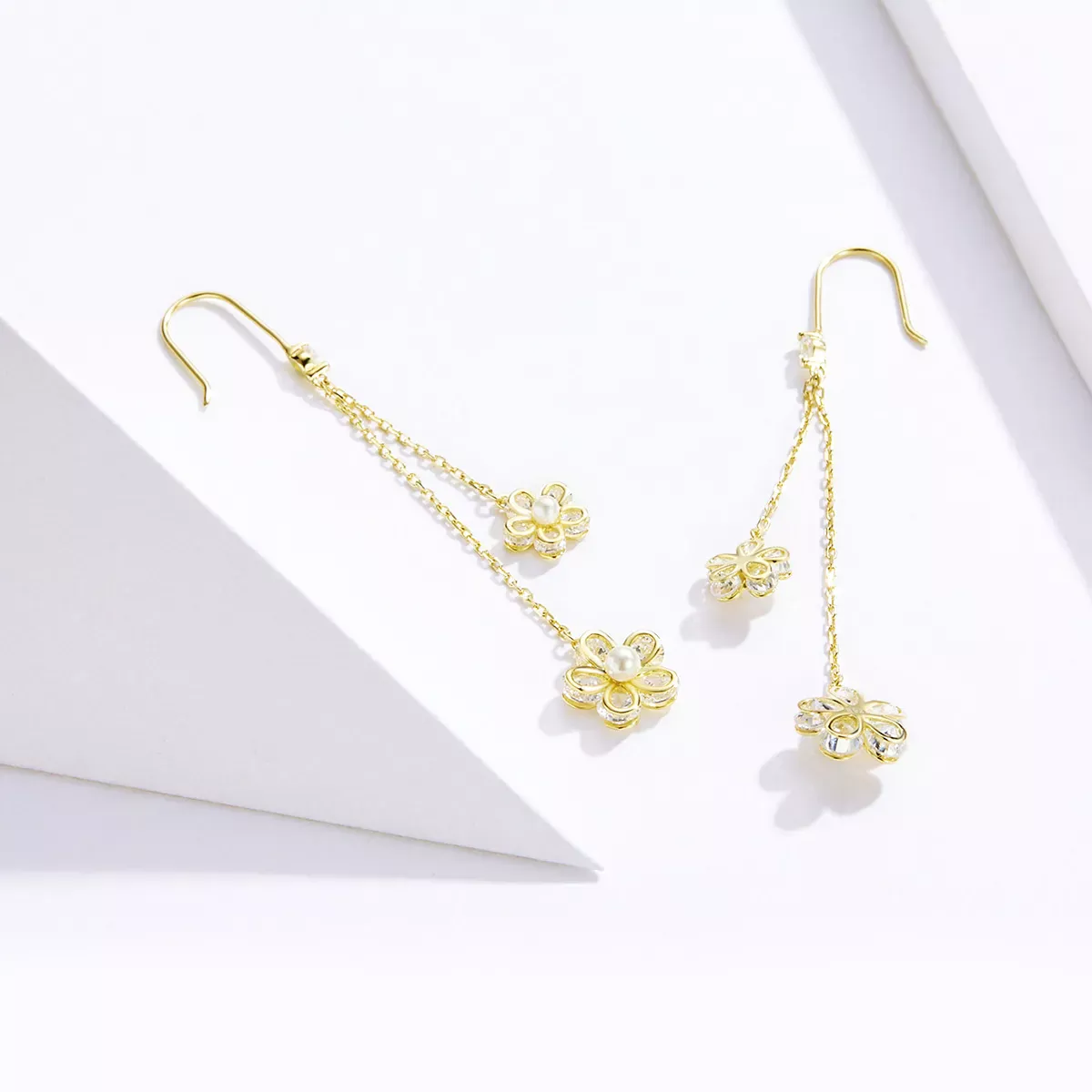 Pandora Style Flower Light Hanging Earrings - BSE197