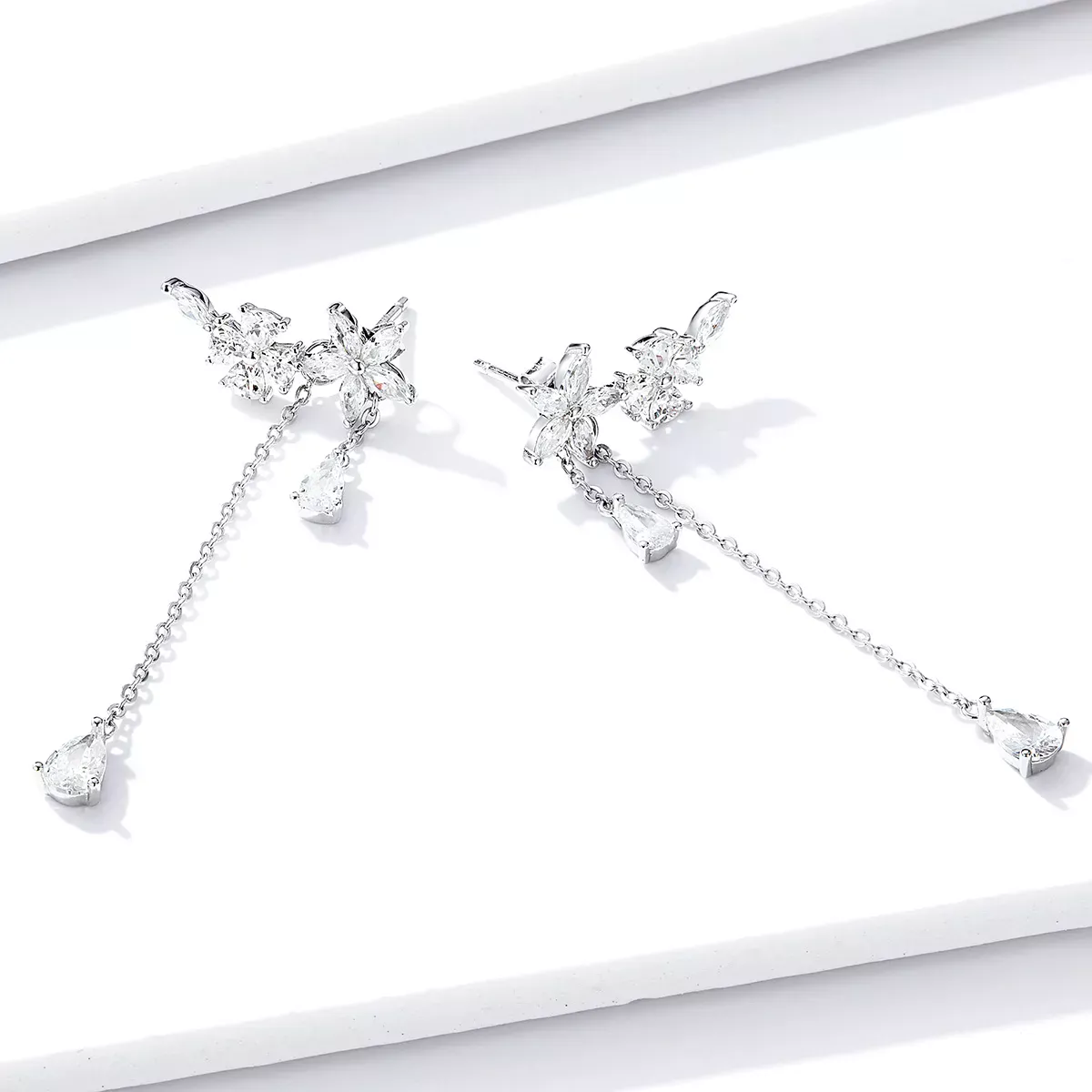 Pandora Style Flower Love Hanging Earrings - BSE288