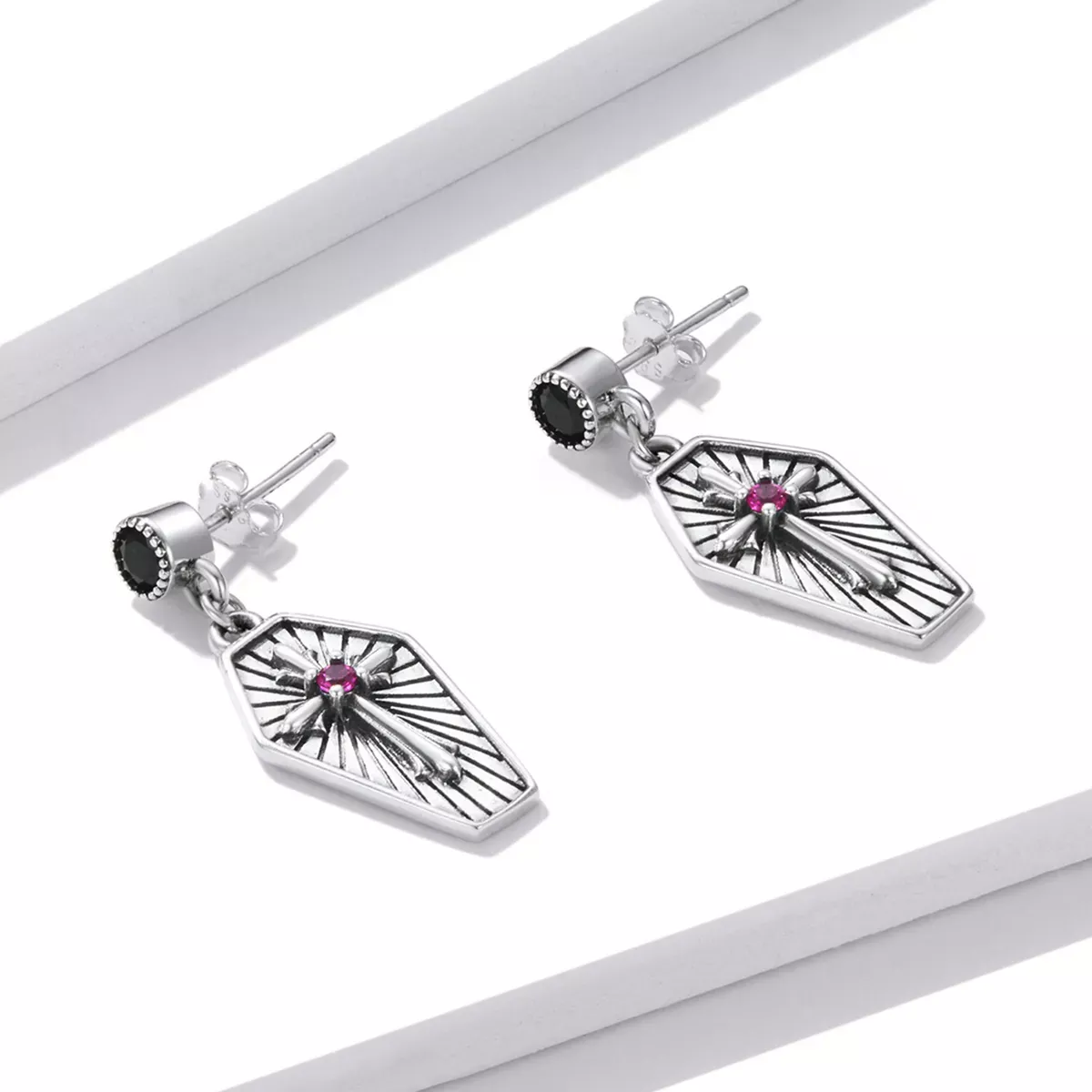 Pandora Style Mystery Cross Hanging Earrings - BSE536