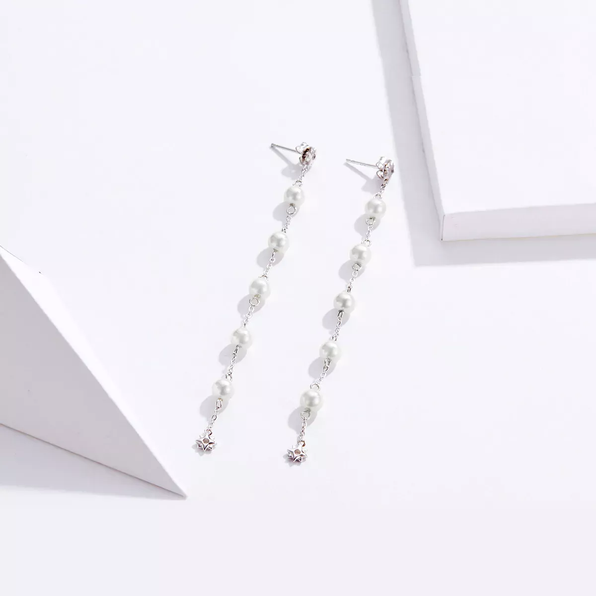 Pandora Style Pearl Tassel Hanging Earrings - BSE185