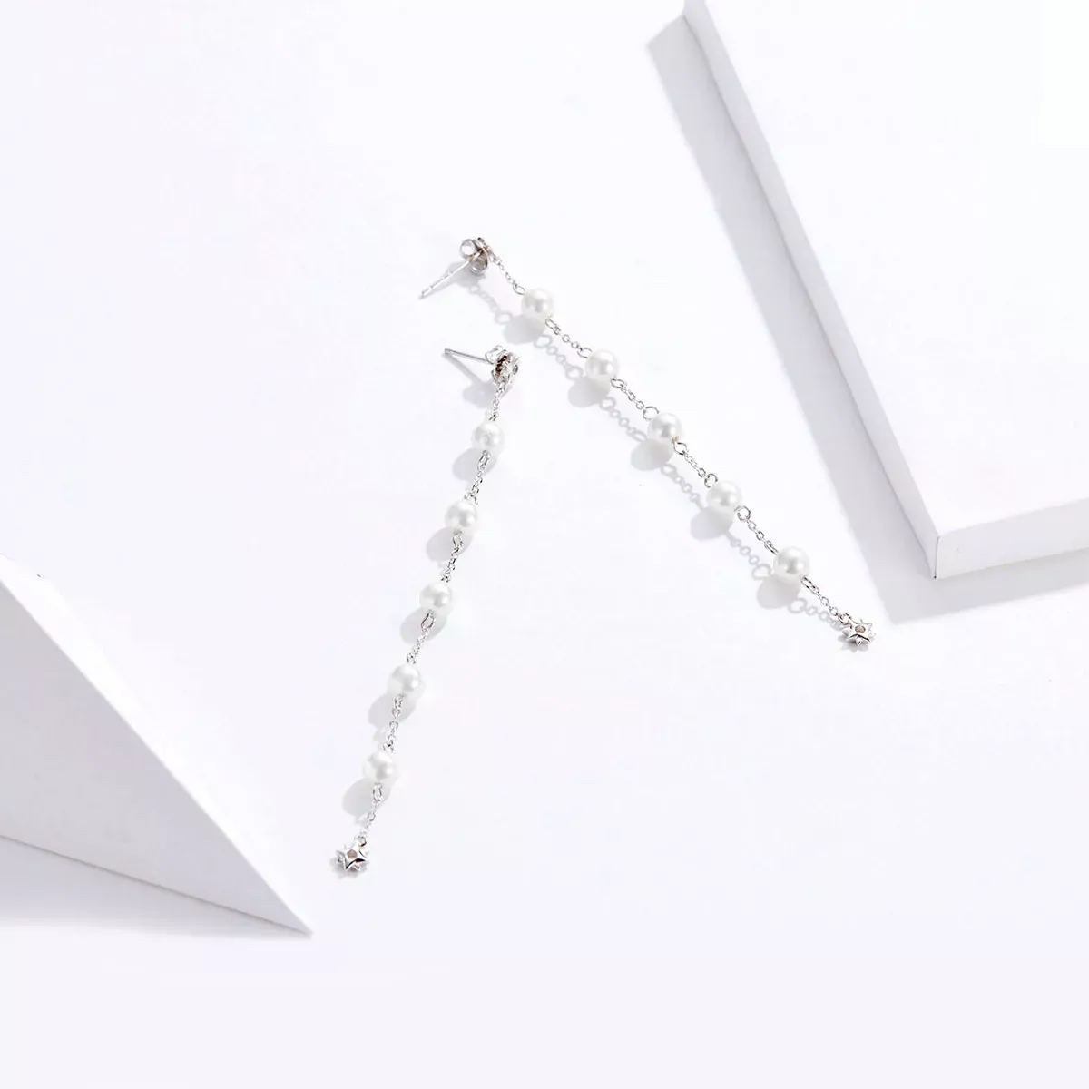 Pandora Style Pearl Tassel Hanging Earrings - BSE185