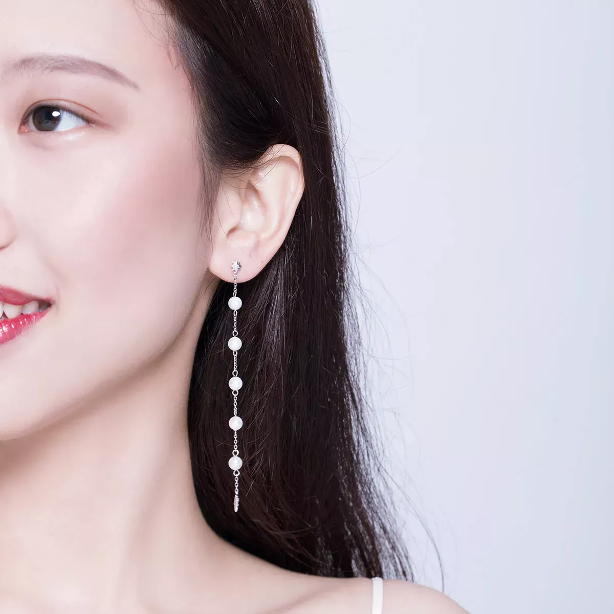 Pandora Style Pearl Tassel Hanging Earrings - BSE185