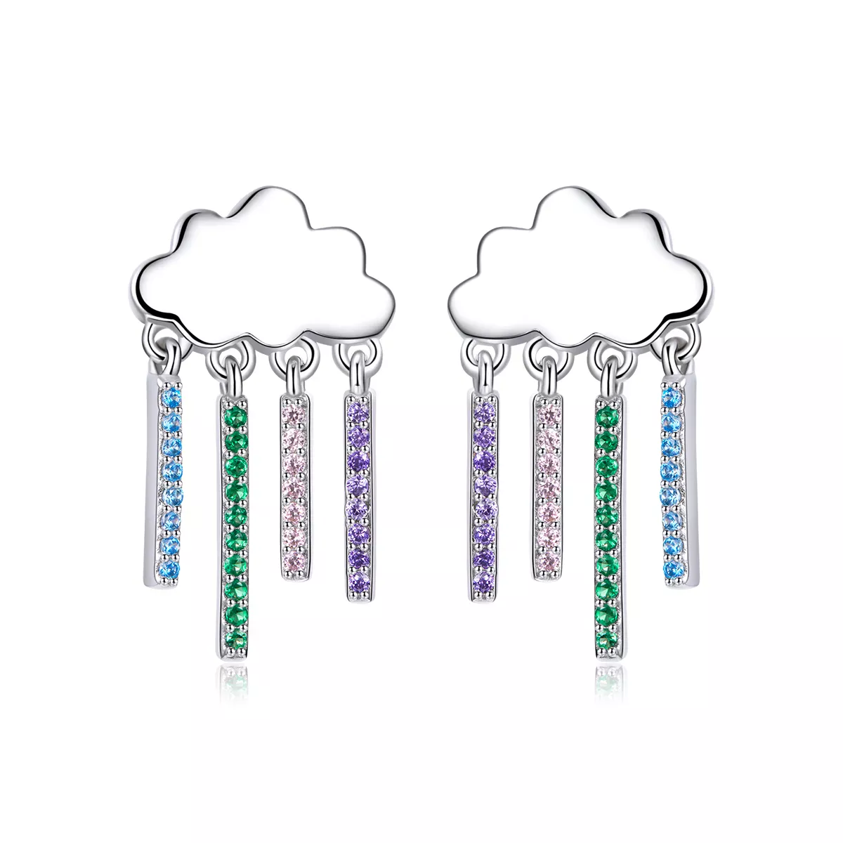 Pandora Style Rainbow Rain Hanging Earrings - BSE468