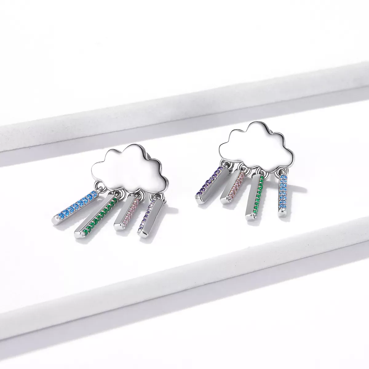 Pandora Style Rainbow Rain Hanging Earrings - BSE468