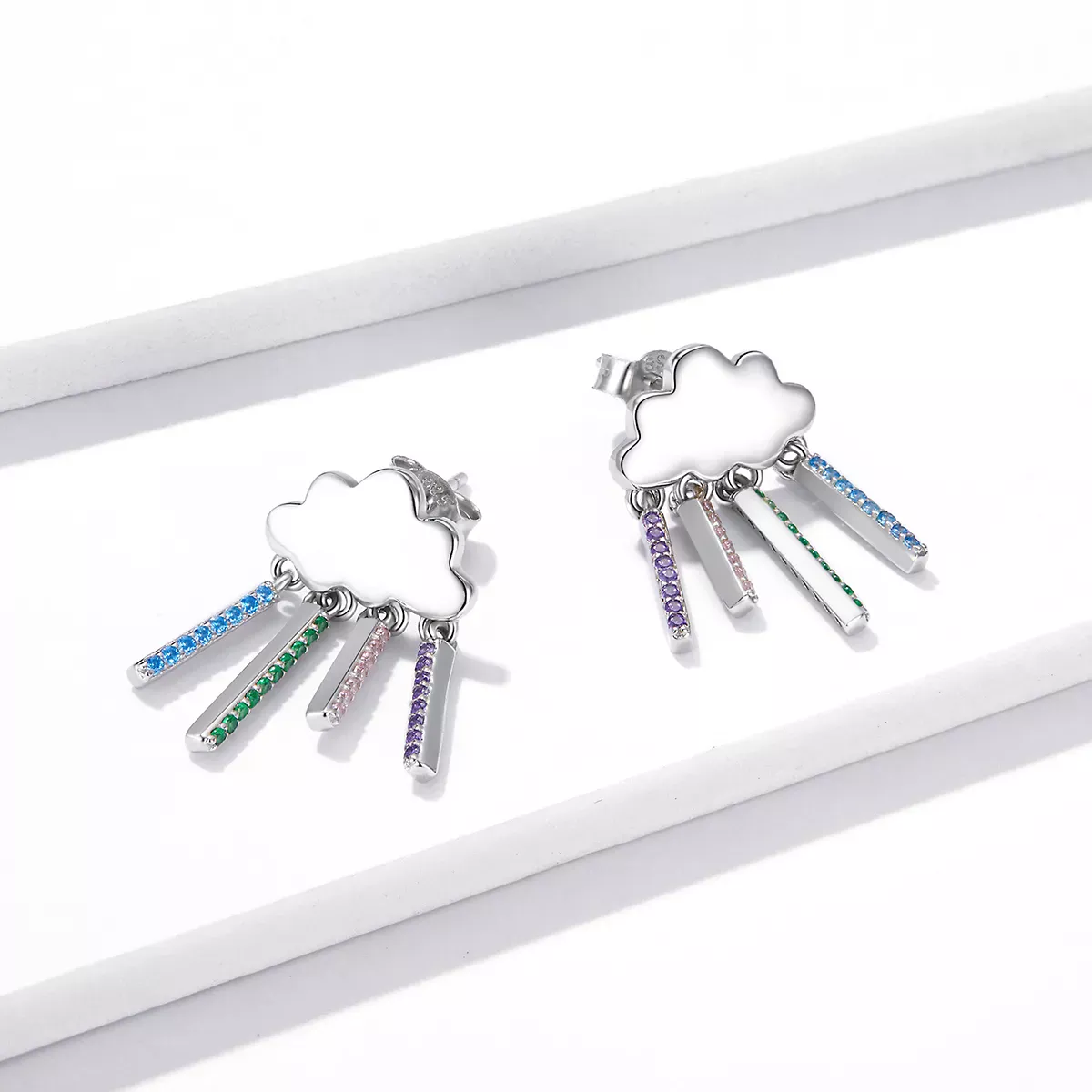 Pandora Style Rainbow Rain Hanging Earrings - BSE468