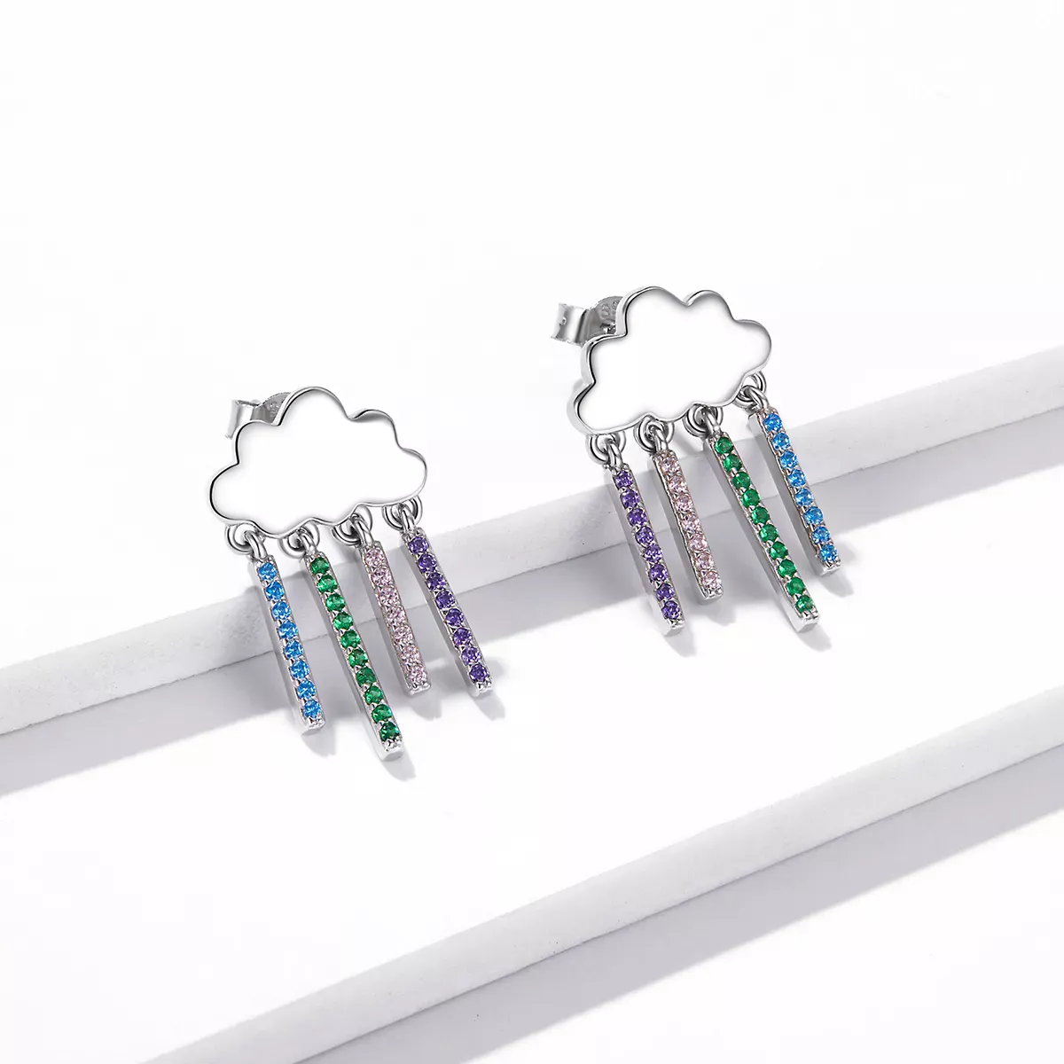 Pandora Style Rainbow Rain Hanging Earrings - BSE468