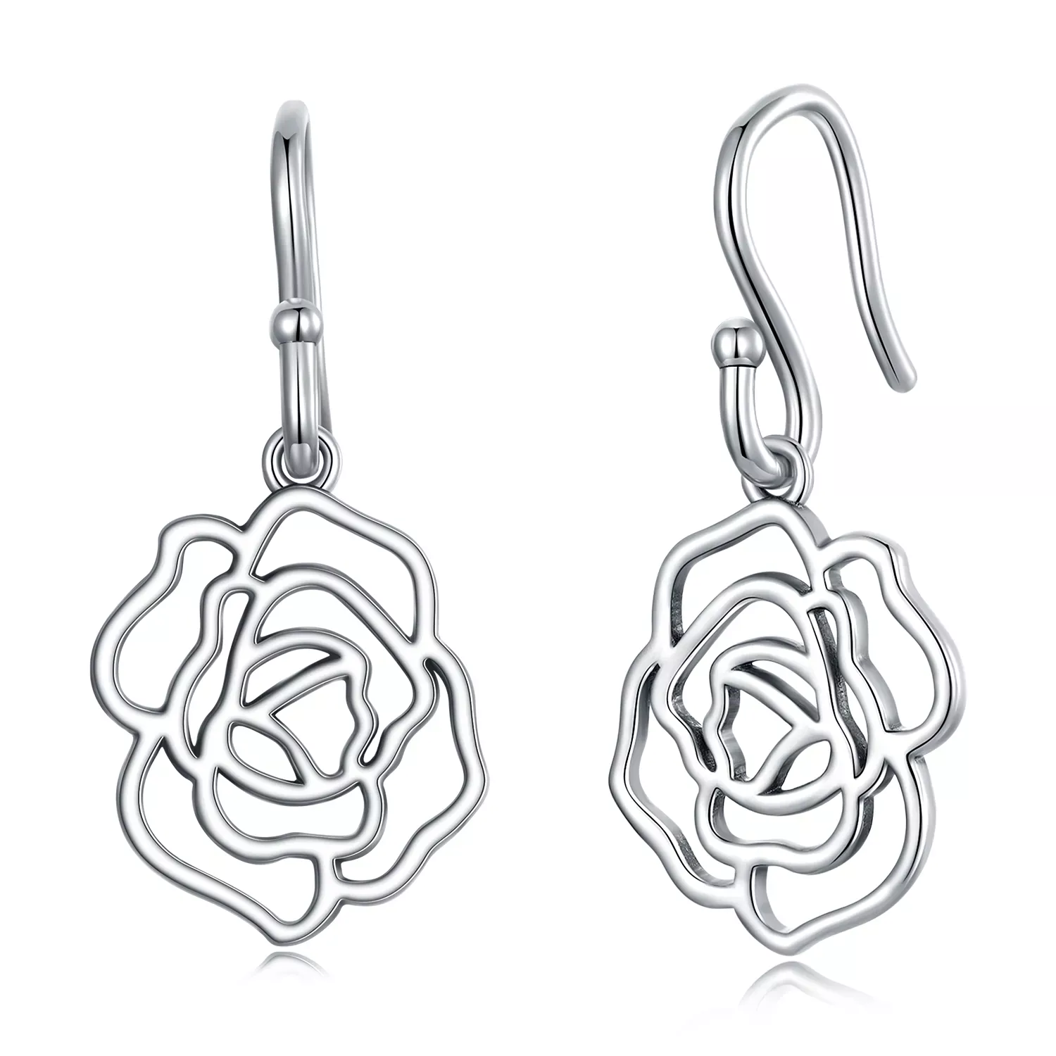 Pandora Style Roses Hanging Earrings - SCE1505