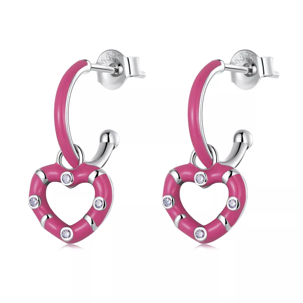 Pandora Style Simple Love Hanging Earrings - BSE596 Pandora Style Simple Love Hanging Earrings - BSE596