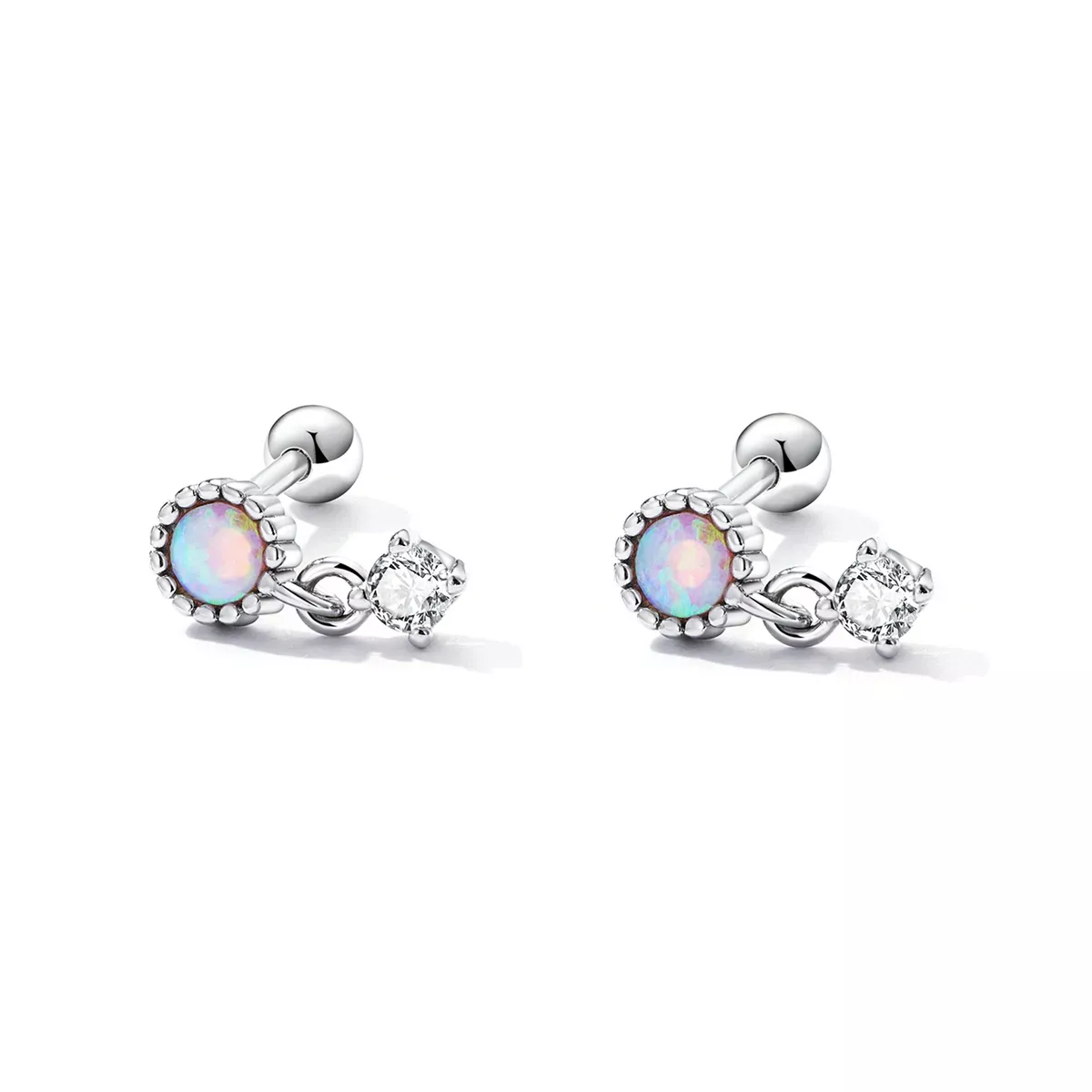 Pandora Style Simple Opal Hanging Earrings - SCE1382