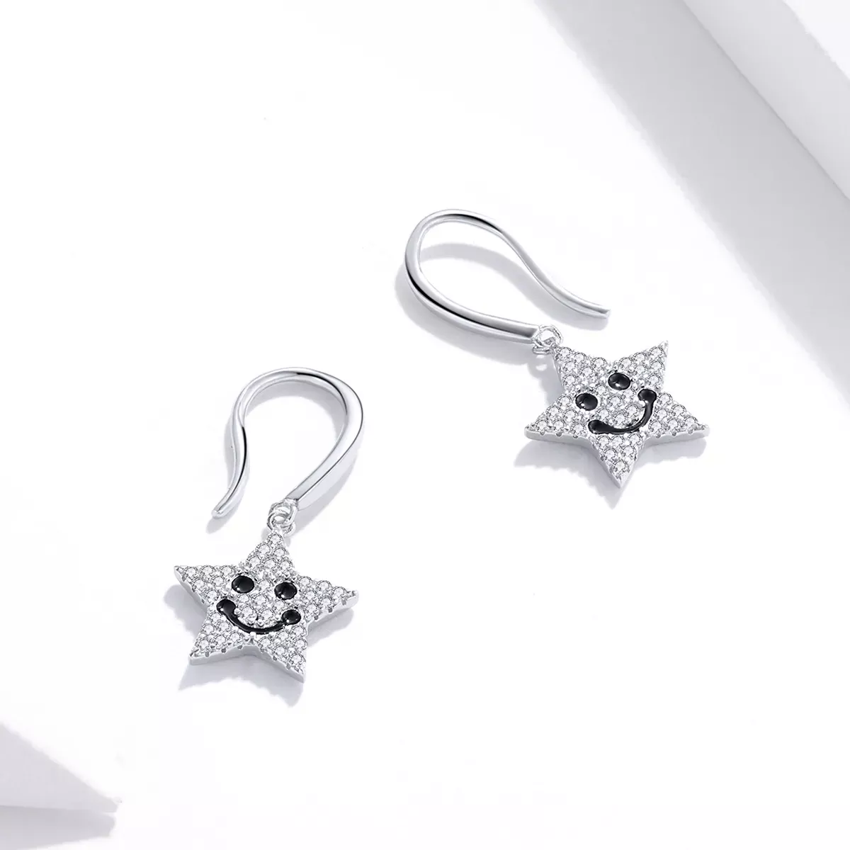Pandora Style Smile Star Hanging Earrings - SCE946
