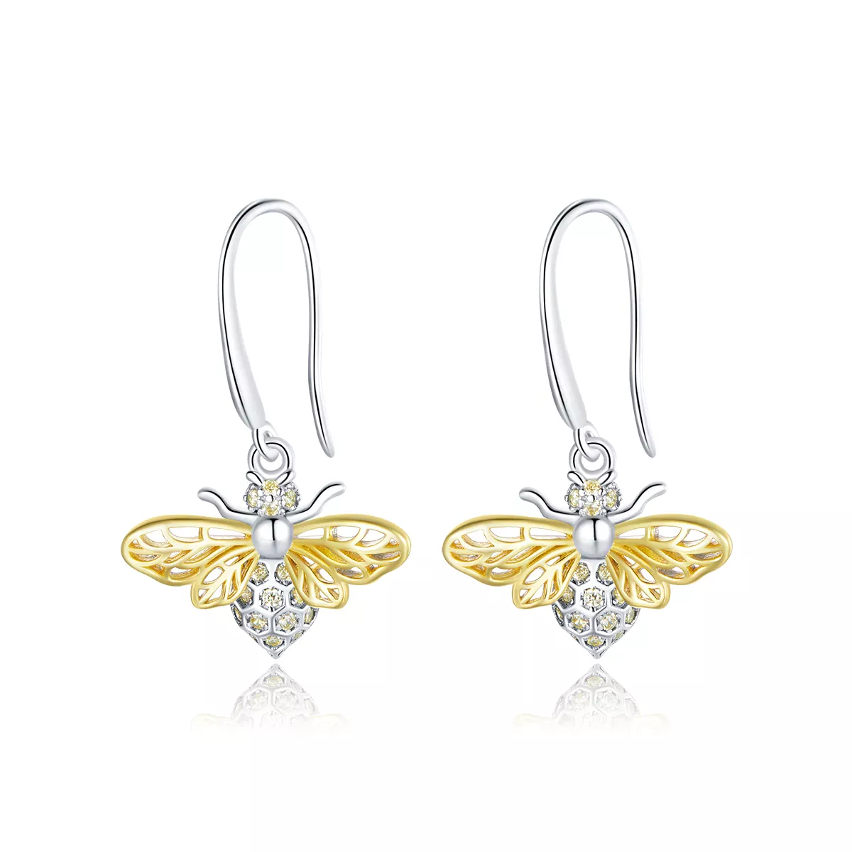 Pandora Style Sparkle Bee Hanging Earrings - BSE452 Pandora Style Sparkle Bee Hanging Earrings - BSE452