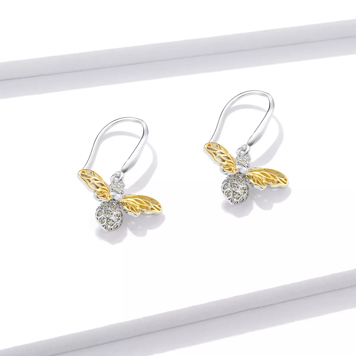 Pandora Style Sparkle Bee Hanging Earrings - BSE452