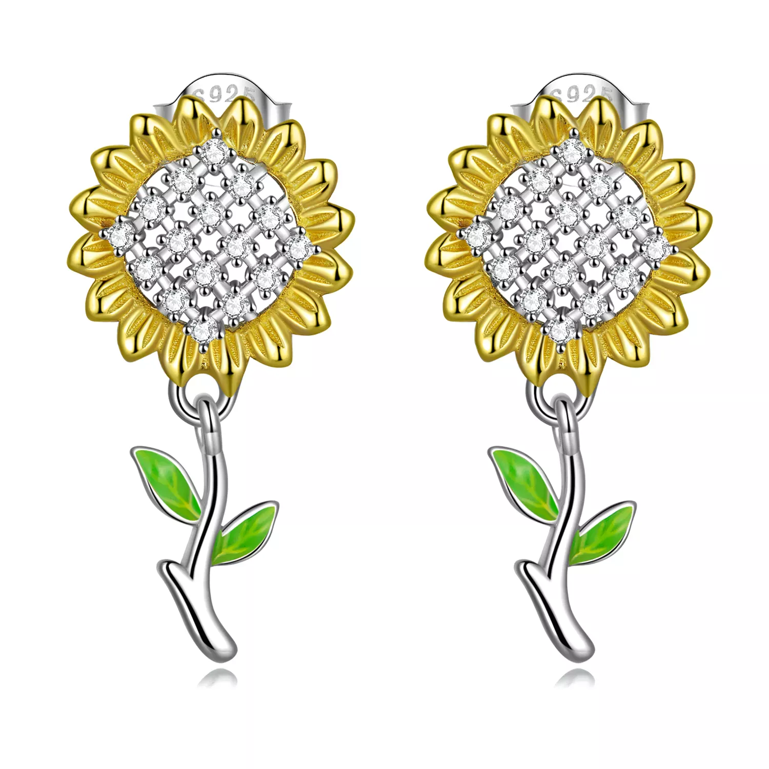 Pandora Style Sunflower Hanging Earrings - SCE1471 Pandora Style Sunflower Hanging Earrings - SCE1471