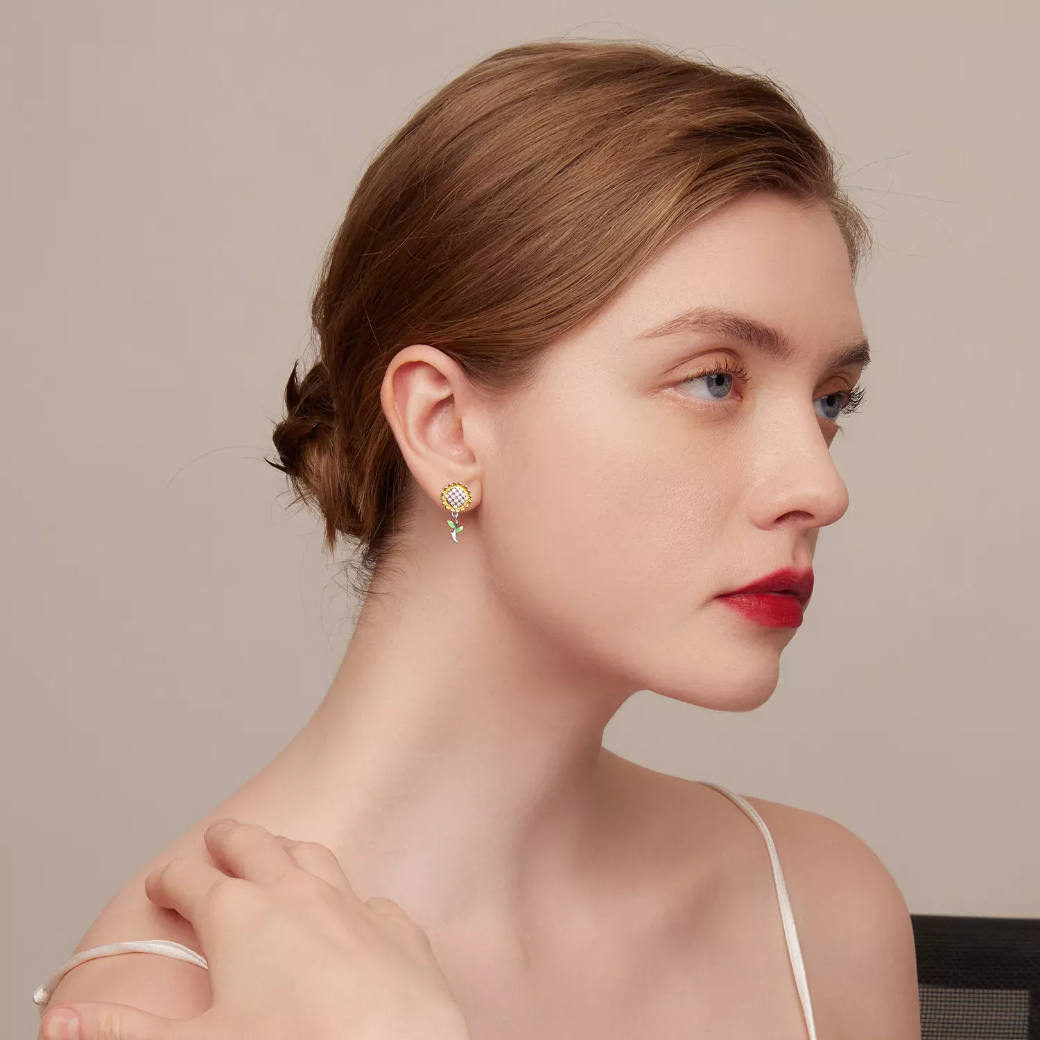 Pandora Style Sunflower Hanging Earrings - SCE1471