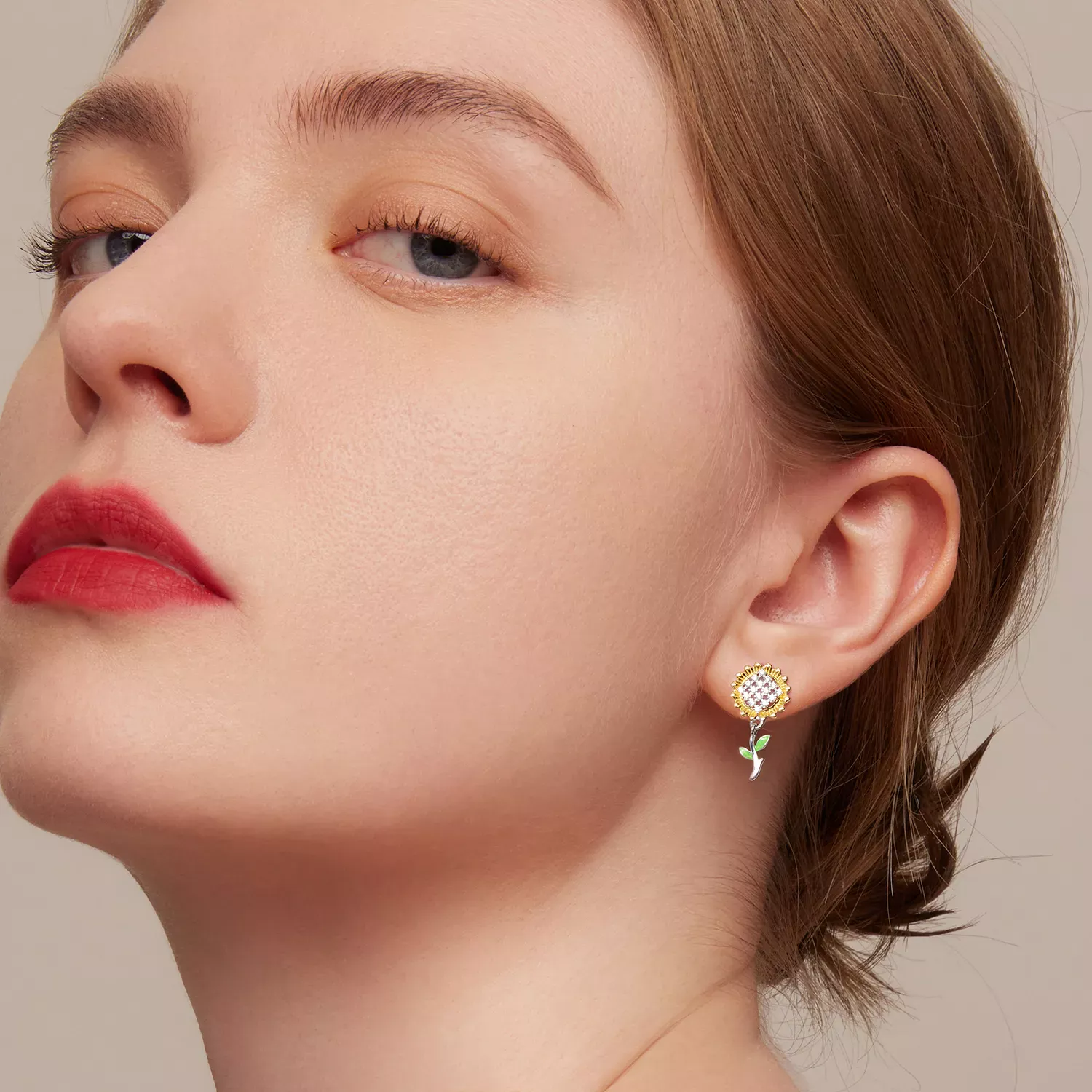 Pandora Style Sunflower Hanging Earrings - SCE1471