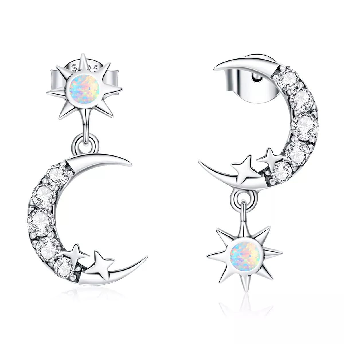 Pandora Style Wear Stars and Wear Moon Hanging Earrings - SCE1239