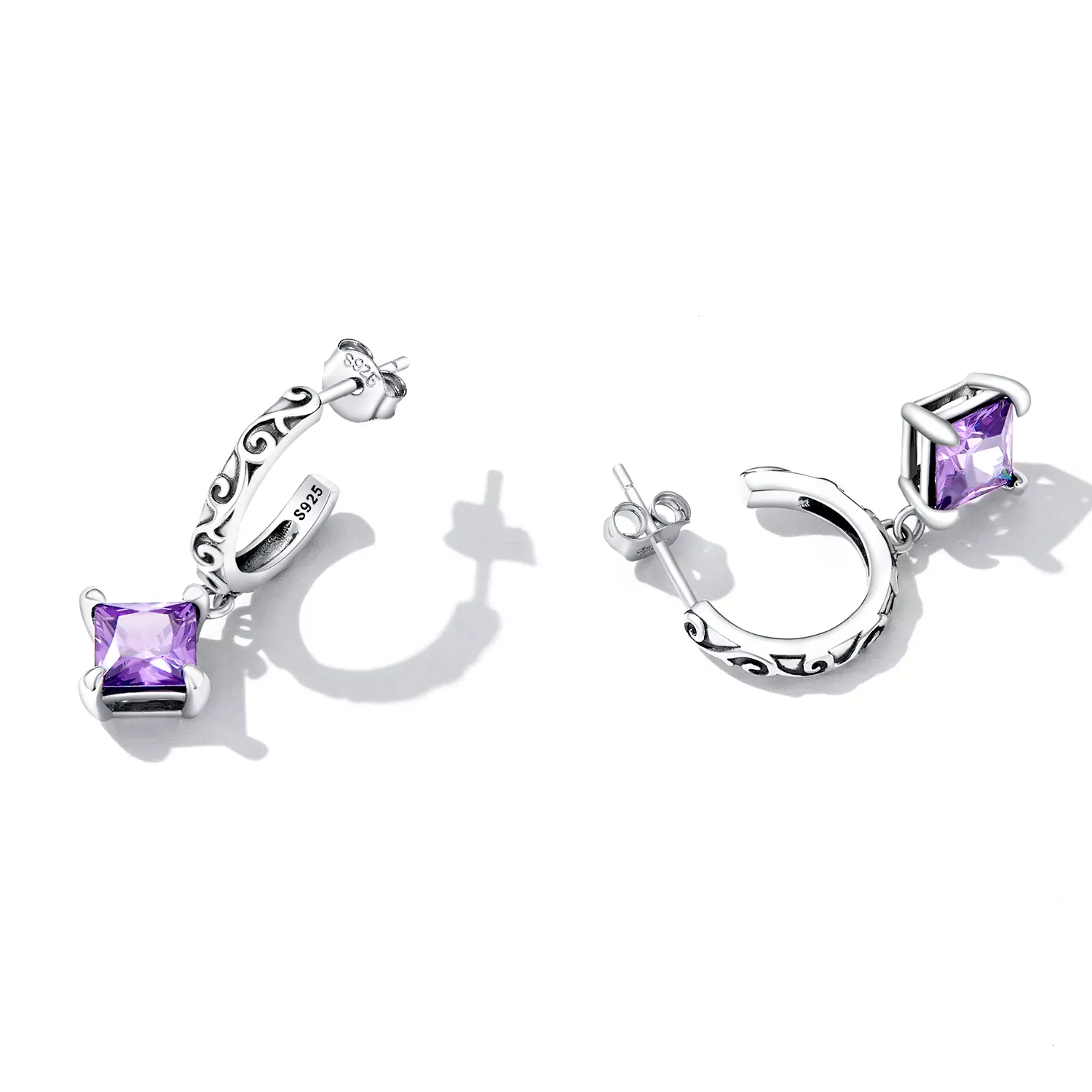 Pandora Style Zirconium Pattern Hanging Earrings - SCE1416