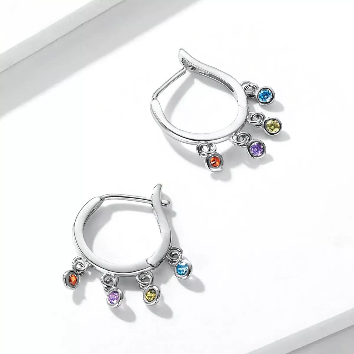 Pandora Style Colorful Hand Bell Hoop Earrings - BSE554
