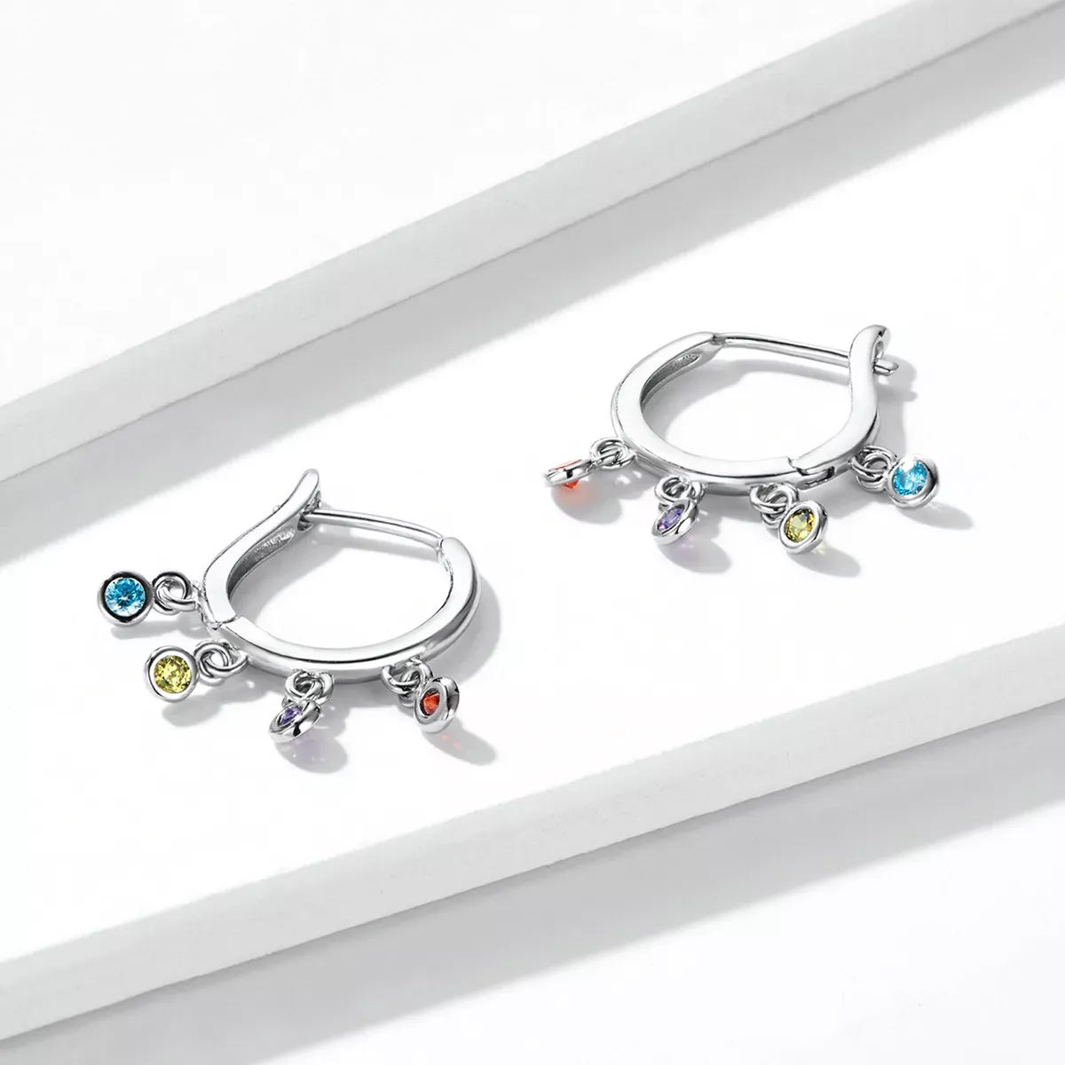 Pandora Style Colorful Hand Bell Hoop Earrings - BSE554