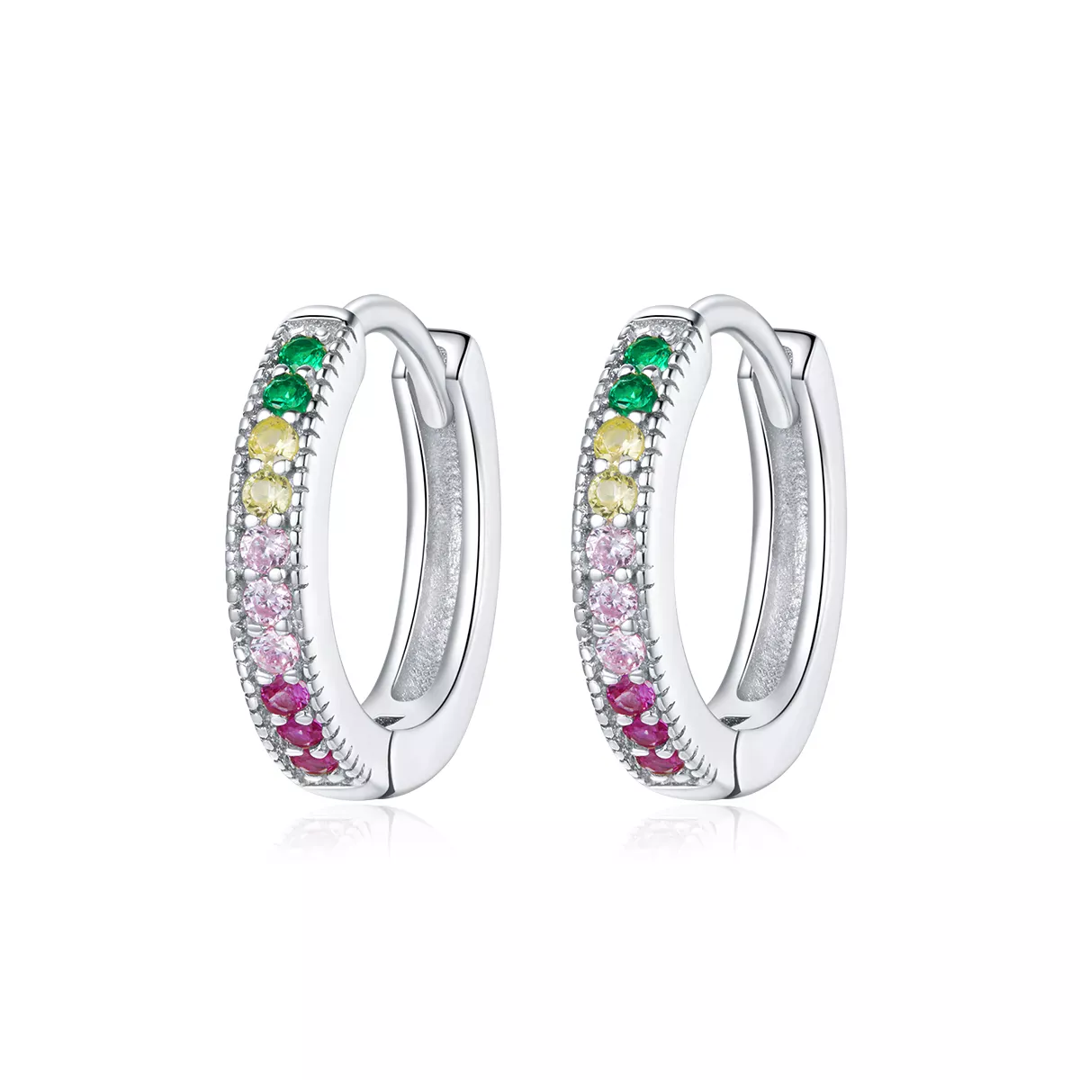 Pandora Style Colorful Hoop Earrings - BSE459