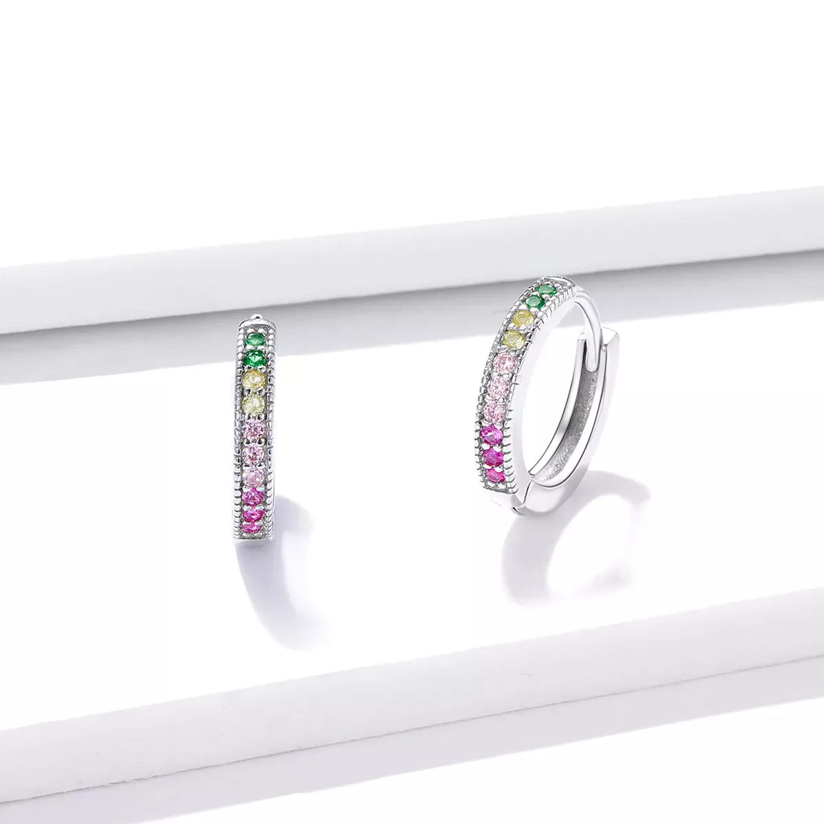 Pandora Style Colorful Hoop Earrings - BSE459